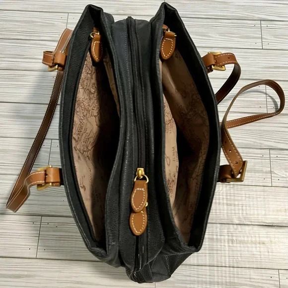 Boyt Womens Black Brown Jump Leather Adjustable Strap Zipper Pockets Tote Bag - Picture 4 of 4